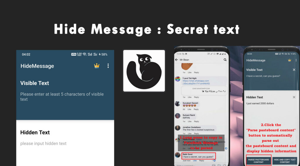 Hide message private messaging tool disgues as games