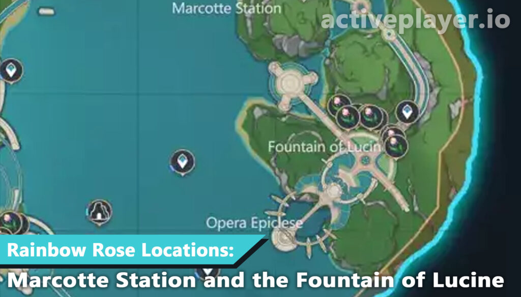 Genshin Impact Rainbow Rose Location -  Marcotte Station and the Fountain of Lucine