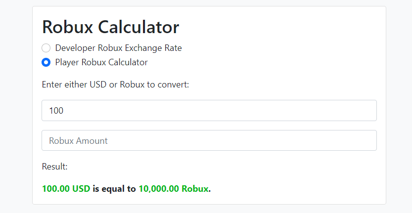 Roblox Robux Live Calculator