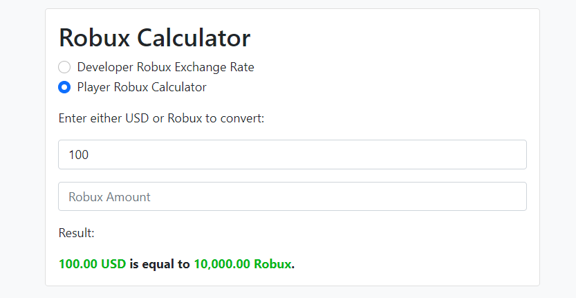 Real-Time Robux to Dollar (USD) Calculator - The Game Statistics