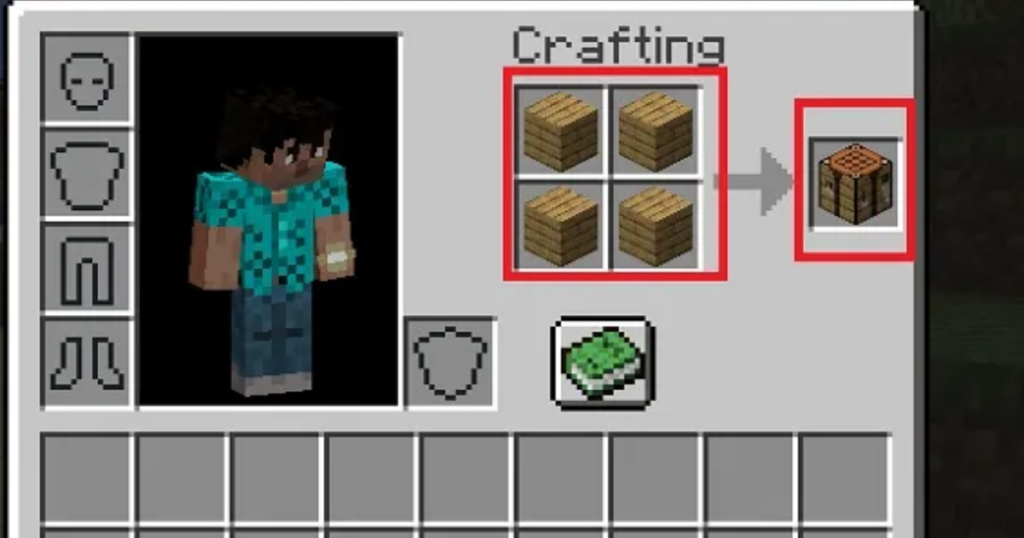 Crafting a Crafting Table in Minecraft